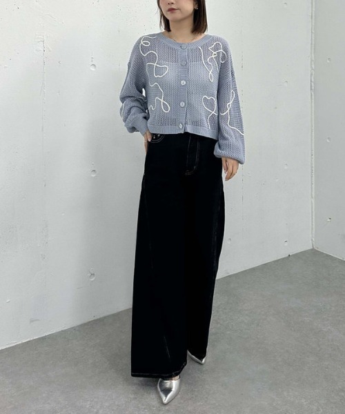 archives（アルシーヴ）の「２ＷＡＹコード刺繍メッシュニットカーディガン（カーディガン/ボレロ・レディース・ピンク/アイボリー/チャコールグレー/ブルー・MEDIUM）」の20枚目の写真