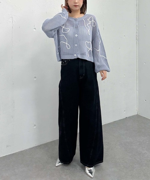 archives（アルシーヴ）の「２ＷＡＹコード刺繍メッシュニットカーディガン（カーディガン/ボレロ・レディース・ピンク/アイボリー/チャコールグレー/ブルー・MEDIUM）」の21枚目の写真