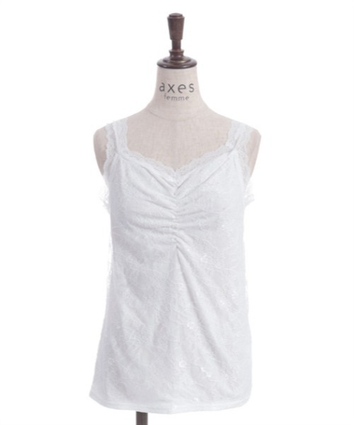 axes femme（アクシーズファム）の「ギャザー総レースタンク（タンクトップ・レディース・ブラック/イエロー/ピンク/ホワイト・FREE）」の6枚目の写真