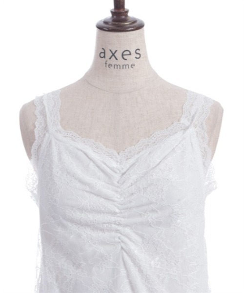 axes femme（アクシーズファム）の「ギャザー総レースタンク（タンクトップ・レディース・ブラック/イエロー/ピンク/ホワイト・FREE）」の9枚目の写真