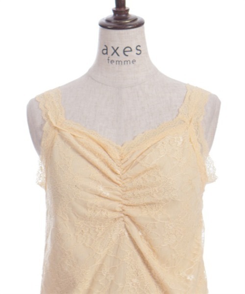 axes femme（アクシーズファム）の「ギャザー総レースタンク（タンクトップ・レディース・ブラック/イエロー/ピンク/ホワイト・FREE）」の16枚目の写真