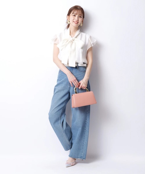 新品タグ付✨ジャスグリッティー　プチハートボウタイブラウス　M JUSGLITTY（ジャスグリッティー）の「プチハートボウタイブラウス