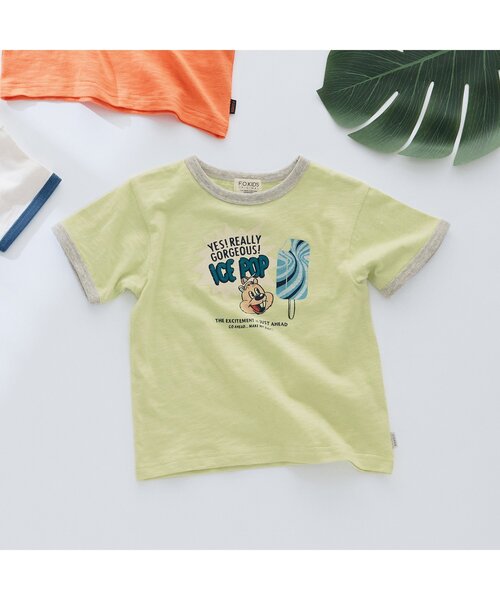 F.O.KIDS（エフオーキッズ）の「【ジュニア対応】リンガー半袖Tシャツ（Tシャツ/カットソー・キッズ・ライム/オレンジ/キナリ・90/100/110/120/80/130/140）」の6枚目の写真