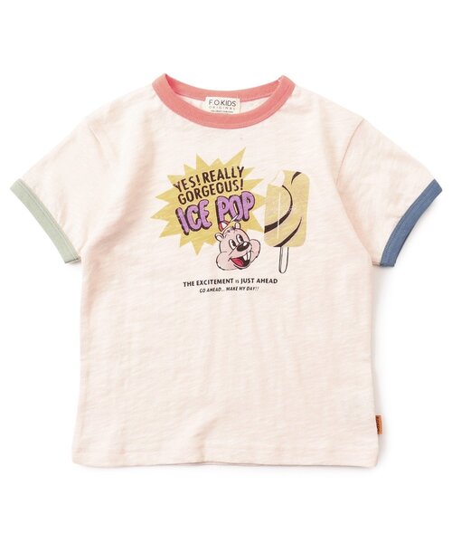 F.O.KIDS（エフオーキッズ）の「【ジュニア対応】リンガー半袖Tシャツ（Tシャツ/カットソー・キッズ・ライム/オレンジ/キナリ・90/100/110/120/80/130/140）」の7枚目の写真