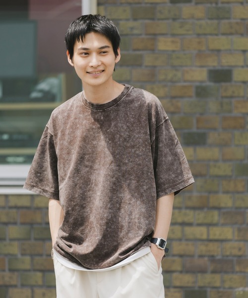 RAGEBLUE（レイジブルー）の「ヴィンテージライク/ケミカル加工オーバーサイズTシャツ（Tシャツ/カットソー・メンズ・ブルー/ダークグレー/ホワイト/ブラウン・MEDIUM/LARGE）」の2枚目の写真