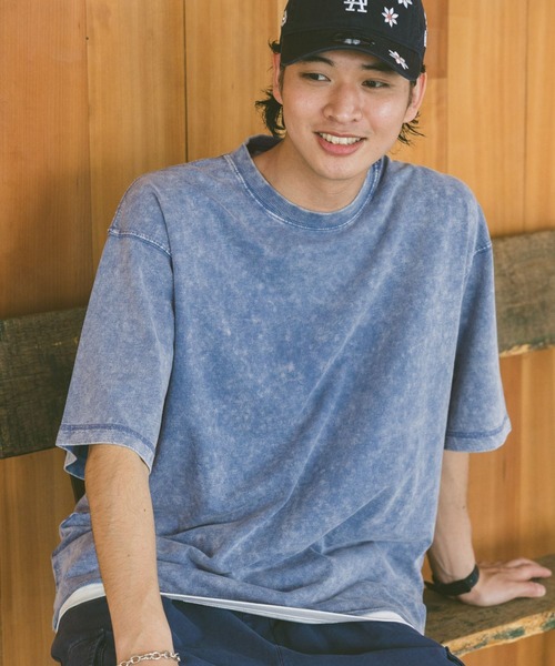 RAGEBLUE（レイジブルー）の「ヴィンテージライク/ケミカル加工オーバーサイズTシャツ（Tシャツ/カットソー・メンズ・ブルー/ダークグレー/ホワイト/ブラウン・MEDIUM/LARGE）」の4枚目の写真