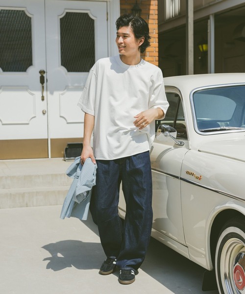 RAGEBLUE（レイジブルー）の「ヴィンテージライク/ケミカル加工オーバーサイズTシャツ（Tシャツ/カットソー・メンズ・ブルー/ダークグレー/ホワイト/ブラウン・MEDIUM/LARGE）」の7枚目の写真