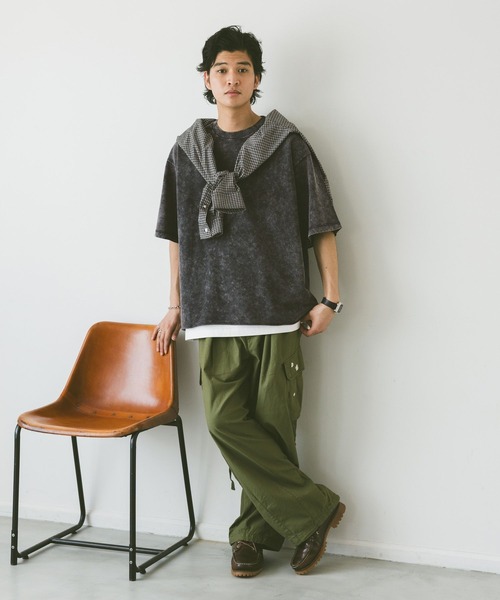 RAGEBLUE（レイジブルー）の「ヴィンテージライク/ケミカル加工オーバーサイズTシャツ（Tシャツ/カットソー・メンズ・ブルー/ダークグレー/ホワイト/ブラウン・MEDIUM/LARGE）」の12枚目の写真