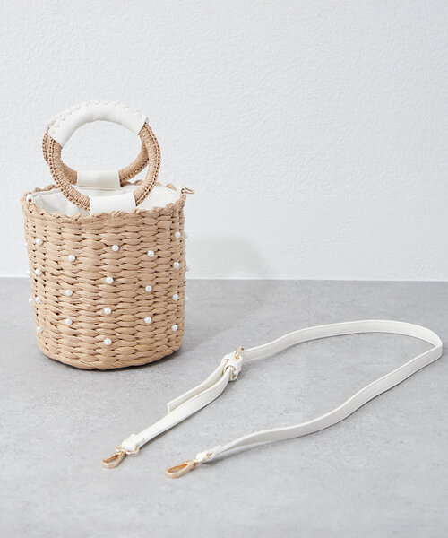 Another Branch olive des olive（アナザーブランチオリーブデオリーブ）の「【2WAY】パール付バケツショルダー（ショルダーバッグ・レディース・ブラック/ホワイト・FREE）」の7枚目の写真