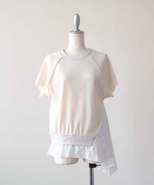 DOLLUPOOPS(ドールアップウップス)の「ワッフルアームホール配色アシメヘムトップス(Tシャツ/カットソー・レディース・チャコール/ネイビー/アイボリー・38)」の2枚目の写真