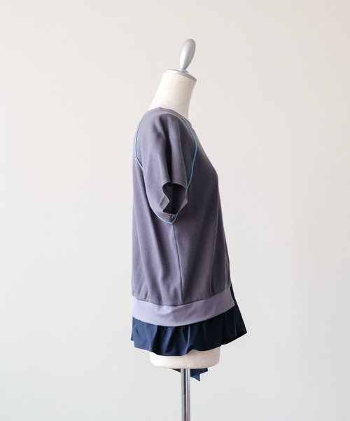DOLLUPOOPS(ドールアップウップス)の「ワッフルアームホール配色アシメヘムトップス(Tシャツ/カットソー・レディース・チャコール/ネイビー/アイボリー・38)」の5枚目の写真