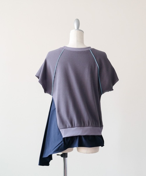 DOLLUPOOPS(ドールアップウップス)の「ワッフルアームホール配色アシメヘムトップス(Tシャツ/カットソー・レディース・チャコール/ネイビー/アイボリー・38)」の6枚目の写真
