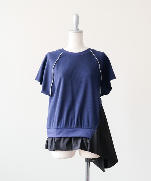DOLLUPOOPS(ドールアップウップス)の「ワッフルアームホール配色アシメヘムトップス(Tシャツ/カットソー・レディース・チャコール/ネイビー/アイボリー・38)」の15枚目の写真
