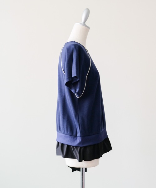 DOLLUPOOPS(ドールアップウップス)の「ワッフルアームホール配色アシメヘムトップス(Tシャツ/カットソー・レディース・チャコール/ネイビー/アイボリー・38)」の16枚目の写真
