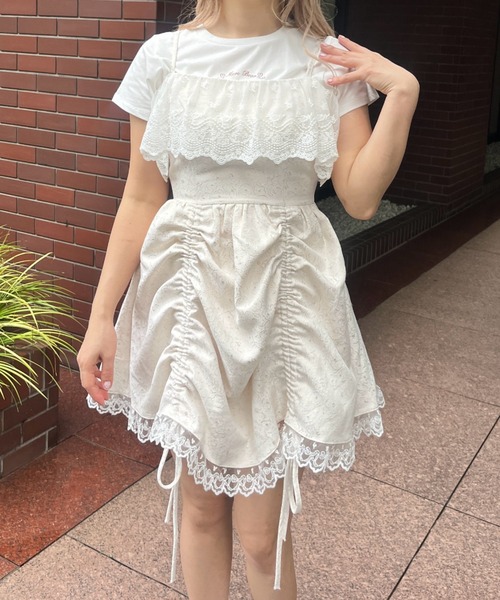 【Self-Portrait】ジャカードギャザー入り◇ミディワンピース mysty woman｜フラワージャガードキャミワンピース | Rakuten