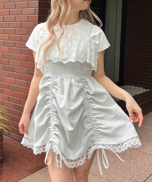 ◆送料・関税無料◆Merlette ジャガード織ギャザーワンピース セール】ジャガードギャザーワンピース（ワンピース）｜anuans