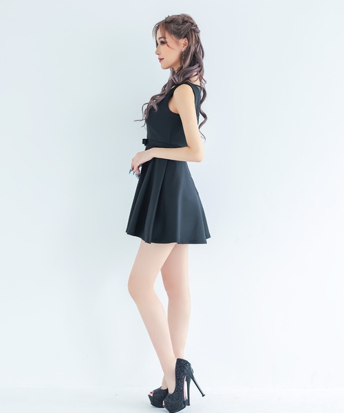 myMinette(マイミネット)の「キャバドレス ミニ フレア バストシースルー ハイウエスト切替 ノースリーブ 谷間魅せドレス(ドレス・レディース・ブラック・MEDIUM/LARGE)」の5枚目の写真