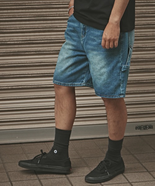 ALL RUNS（オールランズ）の「ヴィンテージ加工 デニムショーツ（デニムパンツ・メンズ・ブルー・XL/L/M）」の5枚目の写真