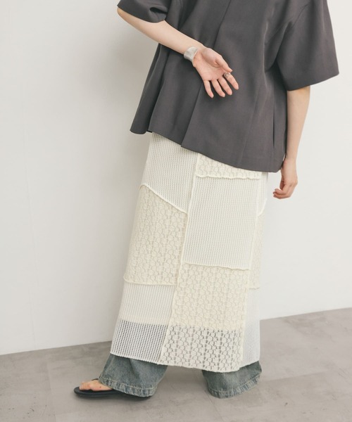 KBF(ケイビーエフ)の「パッチワークIラインスカート(スカート・レディース・アイボリー/ブラック・ONE)」の16枚目の写真