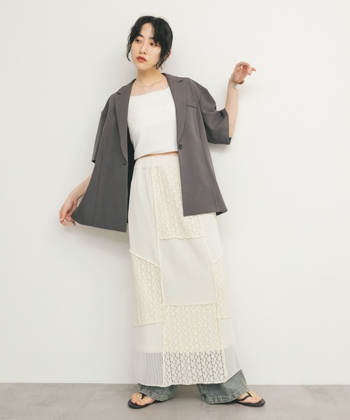 KBF(ケイビーエフ)の「パッチワークIラインスカート(スカート・レディース・アイボリー/ブラック・ONE)」の18枚目の写真