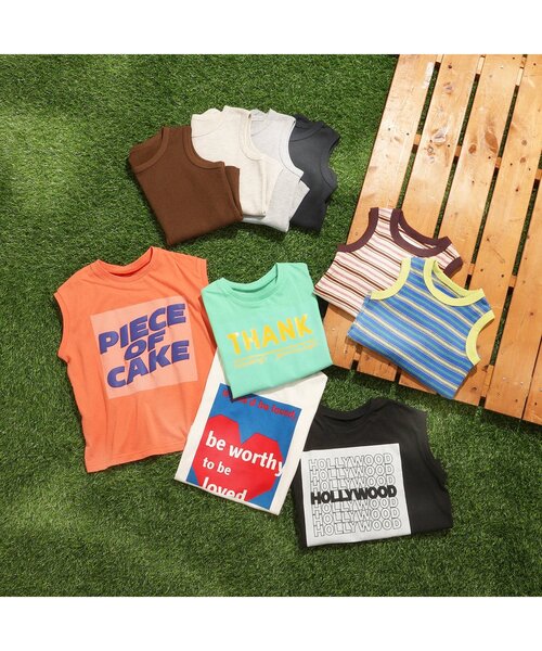BREEZE(ブリーズ)の「【ジュニア対応】マルチボーダータンクトップ(Tシャツ/カットソー・キッズ・アイボリー/ブルー・80/90/100/110/120/130/140)」の4枚目の写真