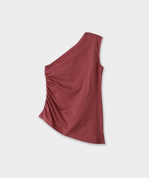 CINOH(チノ)の「CLEFF ONE SHOULDER SLEEVELESS(Tシャツ/カットソー・レディース・グレー/ボルドー/ホワイト/ブラック・FREE)」の4枚目の写真