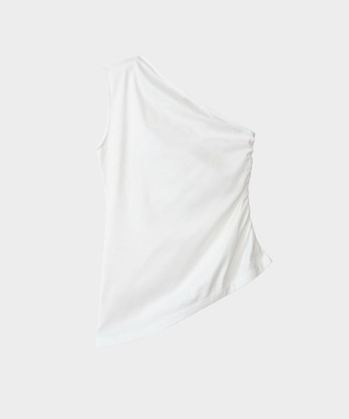 CINOH(チノ)の「CLEFF ONE SHOULDER SLEEVELESS(Tシャツ/カットソー・レディース・グレー/ボルドー/ホワイト/ブラック・FREE)」の5枚目の写真