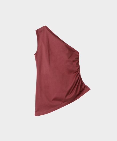 CINOH(チノ)の「CLEFF ONE SHOULDER SLEEVELESS(Tシャツ/カットソー・レディース・グレー/ボルドー/ホワイト/ブラック・FREE)」の7枚目の写真