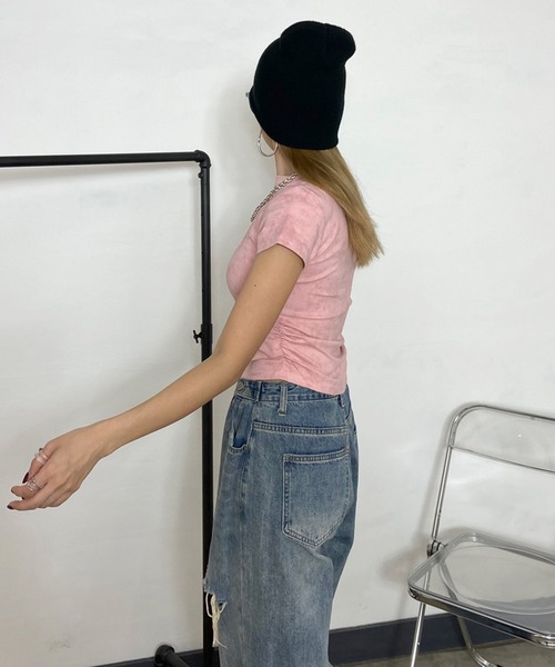 non-hedge（ノンヘッジ）の「ムラドロストロゴチビTシャツ（Tシャツ/カットソー・レディース・チャコールグレー/ブラック/オフホワイト/ピンク・FREE）」の18枚目の写真