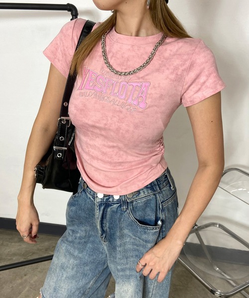 non-hedge（ノンヘッジ）の「ムラドロストロゴチビTシャツ（Tシャツ/カットソー・レディース・チャコールグレー/ブラック/オフホワイト/ピンク・FREE）」の15枚目の写真