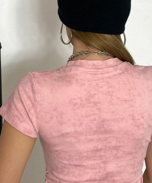 non-hedge（ノンヘッジ）の「ムラドロストロゴチビTシャツ（Tシャツ/カットソー・レディース・チャコールグレー/ブラック/オフホワイト/ピンク・FREE）」の12枚目の写真