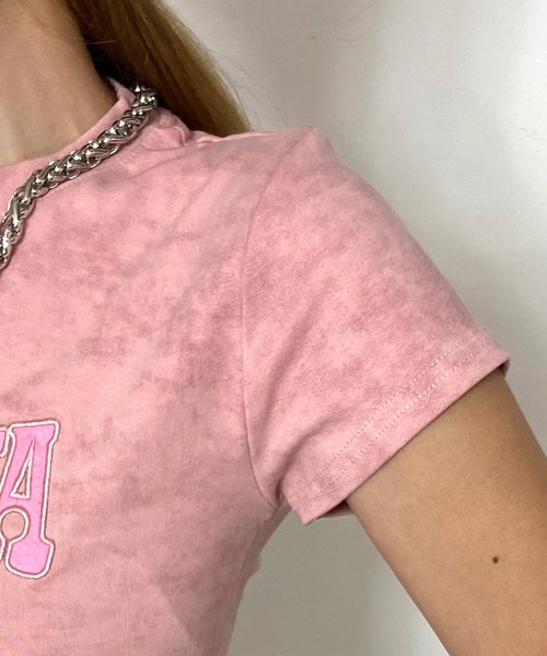 non-hedge（ノンヘッジ）の「ムラドロストロゴチビTシャツ（Tシャツ/カットソー・レディース・チャコールグレー/ブラック/オフホワイト/ピンク・FREE）」の11枚目の写真