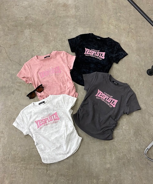 non-hedge（ノンヘッジ）の「ムラドロストロゴチビTシャツ（Tシャツ/カットソー・レディース・チャコールグレー/ブラック/オフホワイト/ピンク・FREE）」の8枚目の写真