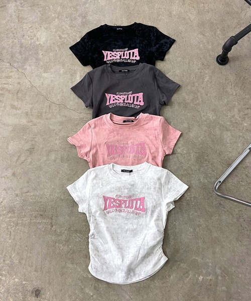 non-hedge（ノンヘッジ）の「ムラドロストロゴチビTシャツ（Tシャツ/カットソー・レディース・チャコールグレー/ブラック/オフホワイト/ピンク・FREE）」の7枚目の写真