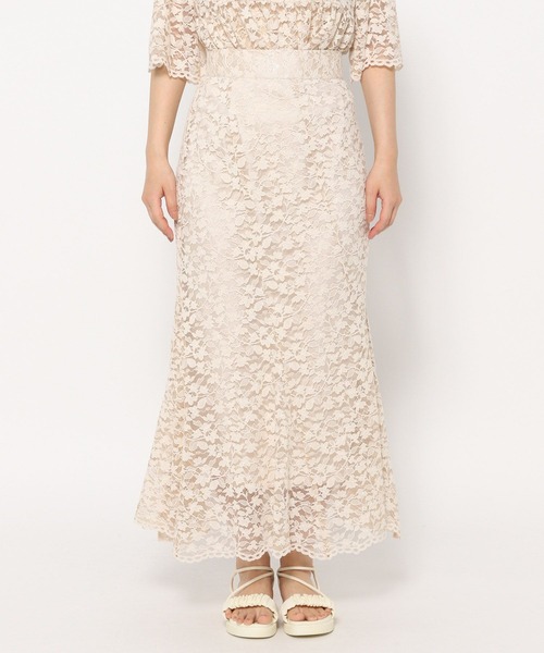 mysty woman(ミスティウーマン)の「スカラップレースエスカルゴスカート 497396(スカート・レディース・オフホワイト/ブラック/ベージュ・FREE)」の8枚目の写真