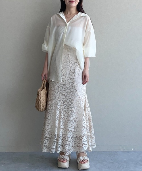 mysty woman(ミスティウーマン)の「スカラップレースエスカルゴスカート 497396(スカート・レディース・オフホワイト/ブラック/ベージュ・FREE)」の22枚目の写真