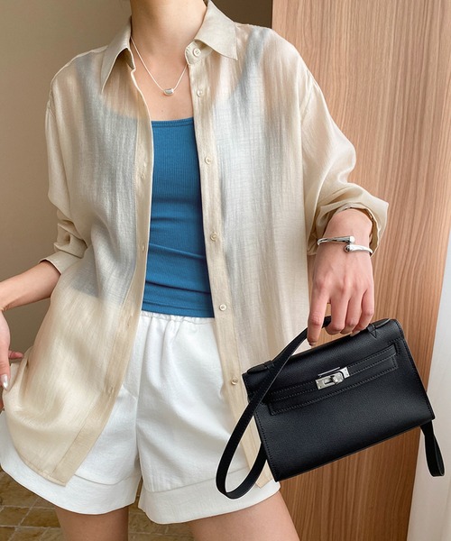Lace Ladies(レースレディース)の「ソリッドカラー ダブル ストラップ リブ カップ付き キャミソール(キャミソール・レディース・イエロー/ネイビー/アイボリー/ブラック/グレー・FREE)」の19枚目の写真