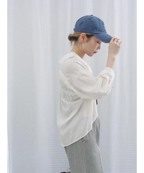 Samansa Mos2 blue（サマンサモスモスブルー）の「ショート丈シャーリングブラウス（シャツ/ブラウス・レディース・オフホワイト/イエロー/サックスブルー・F）」の5枚目の写真