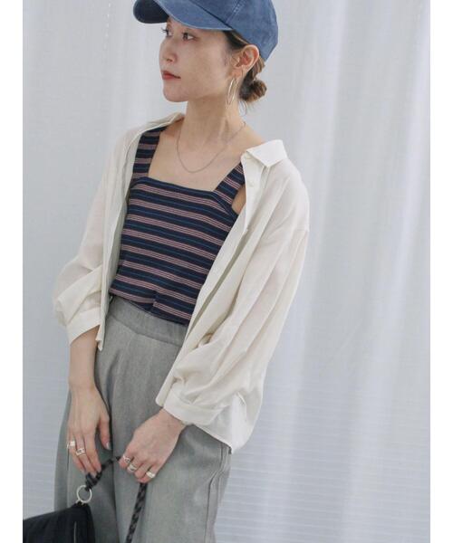 Samansa Mos2 blue（サマンサモスモスブルー）の「ショート丈シャーリングブラウス（シャツ/ブラウス・レディース・オフホワイト/イエロー/サックスブルー・F）」の8枚目の写真