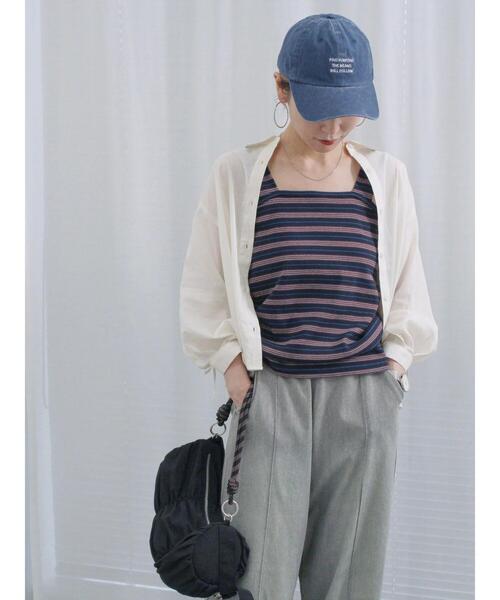 Samansa Mos2 blue（サマンサモスモスブルー）の「ショート丈シャーリングブラウス（シャツ/ブラウス・レディース・オフホワイト/イエロー/サックスブルー・F）」の9枚目の写真