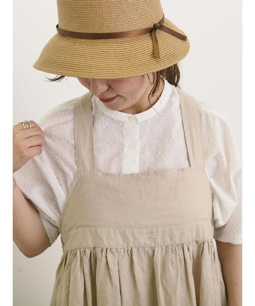 Samansa Mos2（サマンサ モスモス）の「◎ドットドビーバンドカラーブラウス（シャツ/ブラウス・レディース・ベージュ/チャコールグレー/オフホワイト・F）」の2枚目の写真