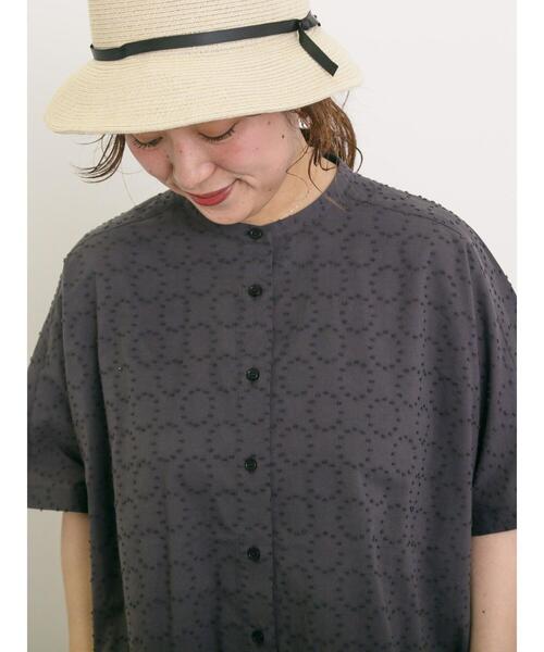 Samansa Mos2（サマンサ モスモス）の「◎ドットドビーバンドカラーブラウス（シャツ/ブラウス・レディース・ベージュ/チャコールグレー/オフホワイト・F）」の5枚目の写真