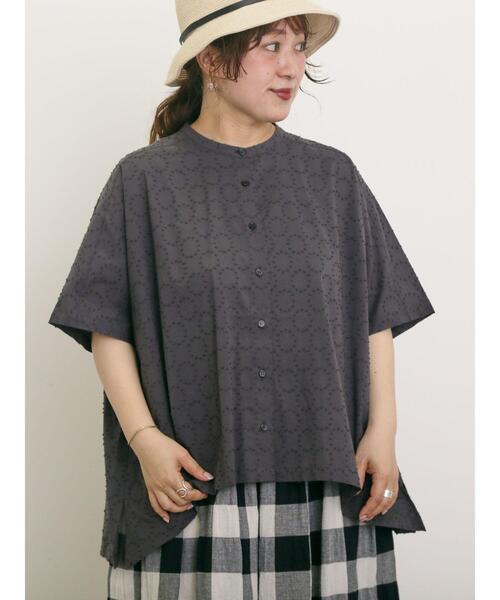 Samansa Mos2（サマンサ モスモス）の「◎ドットドビーバンドカラーブラウス（シャツ/ブラウス・レディース・ベージュ/チャコールグレー/オフホワイト・F）」の8枚目の写真