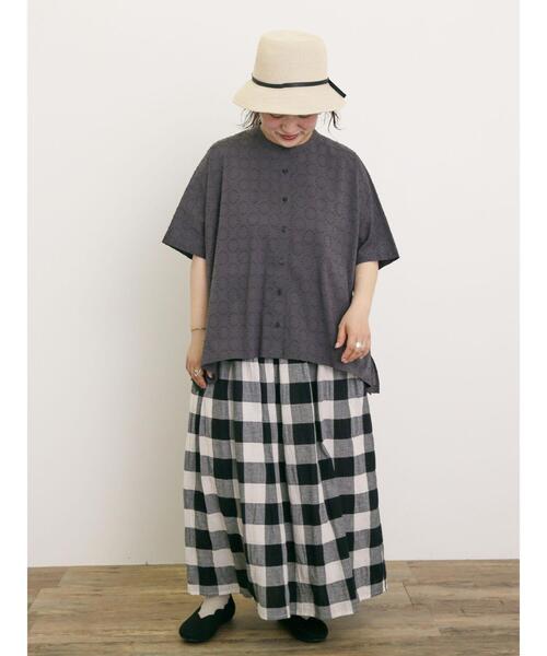 Samansa Mos2（サマンサ モスモス）の「◎ドットドビーバンドカラーブラウス（シャツ/ブラウス・レディース・ベージュ/チャコールグレー/オフホワイト・F）」の10枚目の写真