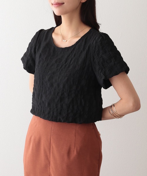 Lace Ladies(レースレディース)の「クルーネック ジャガード バルーンスリーブ 半袖 トップス(Tシャツ/カットソー・レディース・ベージュ/アイボリー/ブラック/ホワイト・S/FREE)」の17枚目の写真