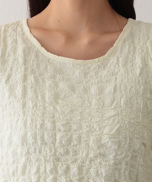 Lace Ladies(レースレディース)の「クルーネック ジャガード バルーンスリーブ 半袖 トップス(Tシャツ/カットソー・レディース・ベージュ/アイボリー/ブラック/ホワイト・S/FREE)」の10枚目の写真