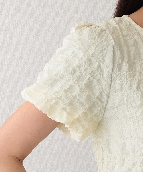 Lace Ladies(レースレディース)の「クルーネック ジャガード バルーンスリーブ 半袖 トップス(Tシャツ/カットソー・レディース・ベージュ/アイボリー/ブラック/ホワイト・S/FREE)」の11枚目の写真