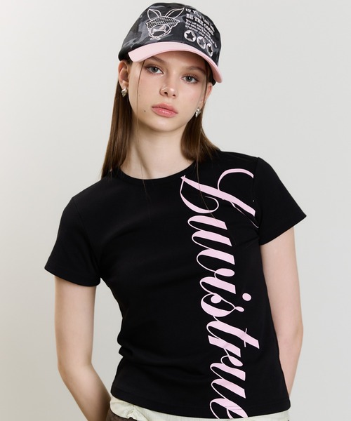 LUVISTRUE(ラヴイズトゥルー)の「SM STRAIGHT LOGO TEE(Tシャツ/カットソー・レディース・ホワイト/ブラック・FREE)」の2枚目の写真