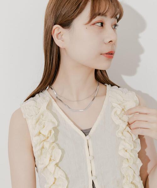 SMELLY（スメリー）の「ステンレススネークチェーンレイヤードネックレス（ネックレス・レディース・シルバー・-）」の3枚目の写真