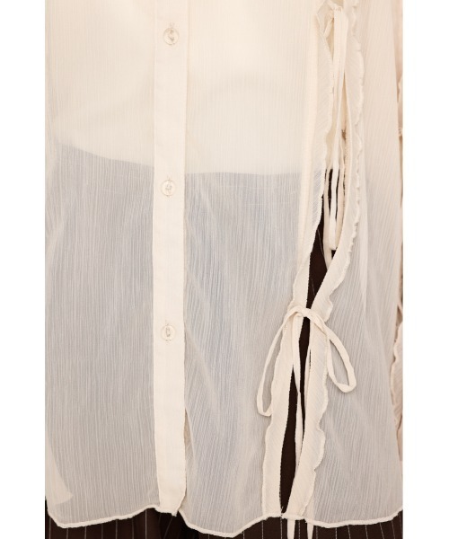 ブラウス シャツ CUTOUT SHEER RIBBON SH シアー デニム プリント シャツ レディース SLY ブラウス シャツ CUTOUT SHEER RIBBON SH シアー デニム